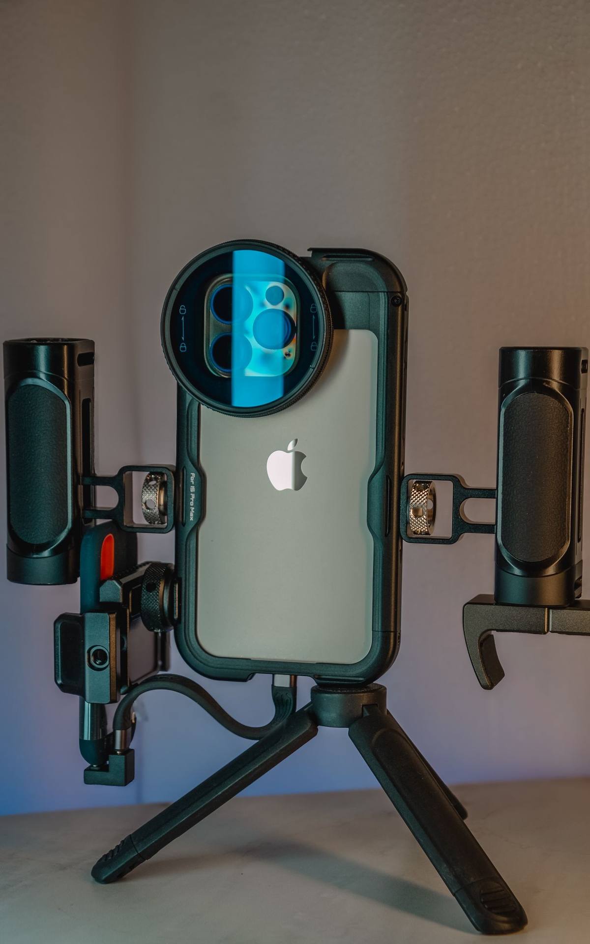 Set de rodaje vertical con smartphone en gimbal